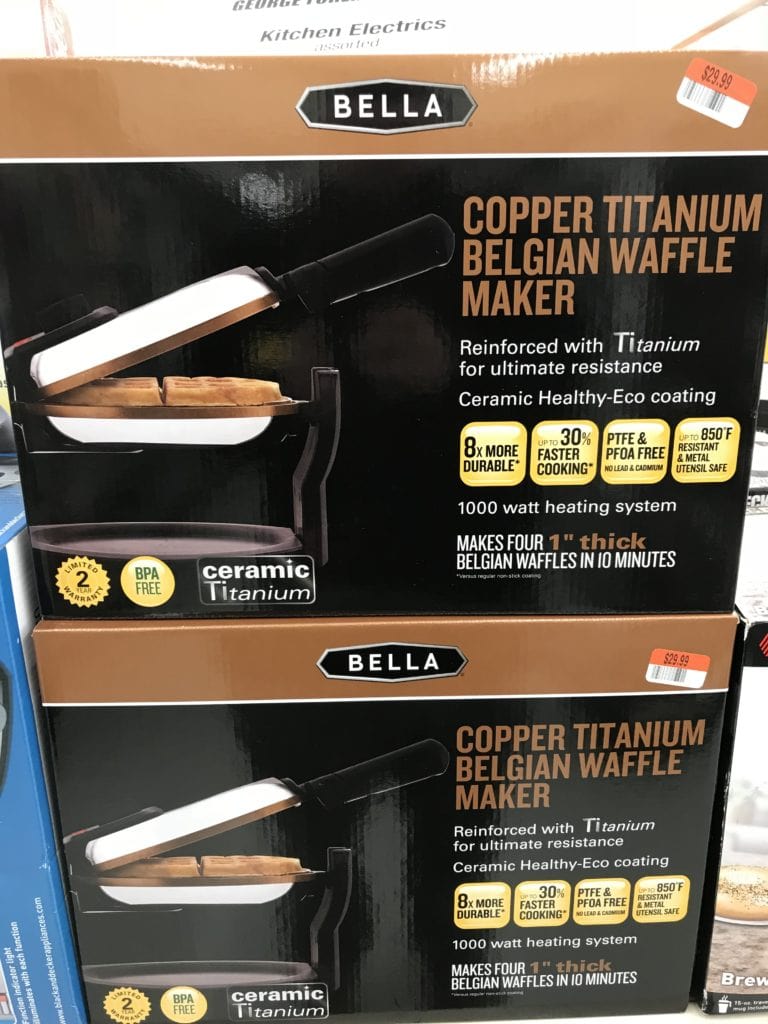 Bella Copper Titanium Belgian Waffle Maker Ceramic Healthy Eco Coating NEW