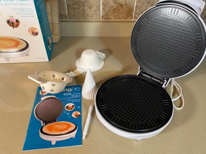  Waffle Cone and Bowl Maker for Homemade Ice Cream Cones -  Includes Shaper Roller & Bowl Press - Electric Nonstick Waffler Iron  Machine, Holiday Dessert Fun, Unique Birthday Gift Treat for